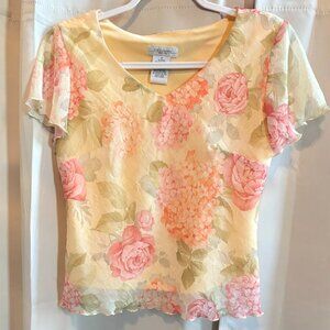 Vtg K Company Womens Top 8P Floral‎ Fairy Sheer Coquette Y2K Romantic Boho 19132